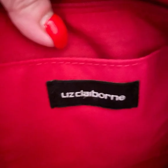 Liz Claiborne Red Tote with Brown Straps - Picture 4 of 6